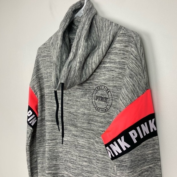 PINK Victoria’s Secret Oversized Pull-on Mock Neck Logo Sweatshirt - Picture 2 of 8